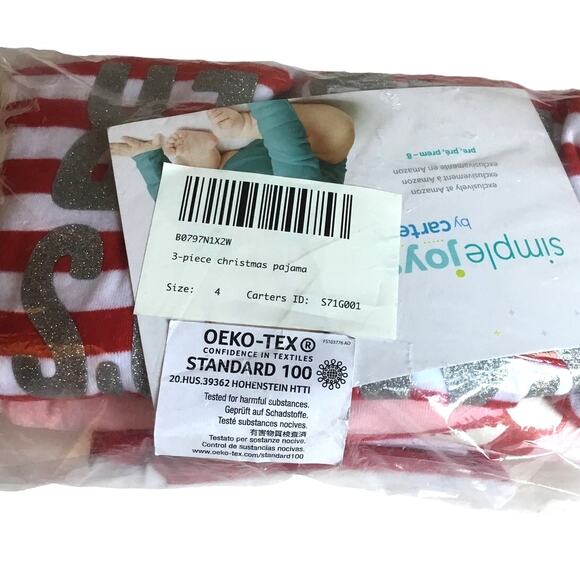 Christmas 3-Piece Snug-fit Cotton Holiday Cat Pajama Set New Size 4 - Picture 3 of 4